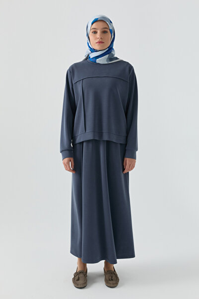 Tuğba Dikiş Detaylı Takım - İndigo