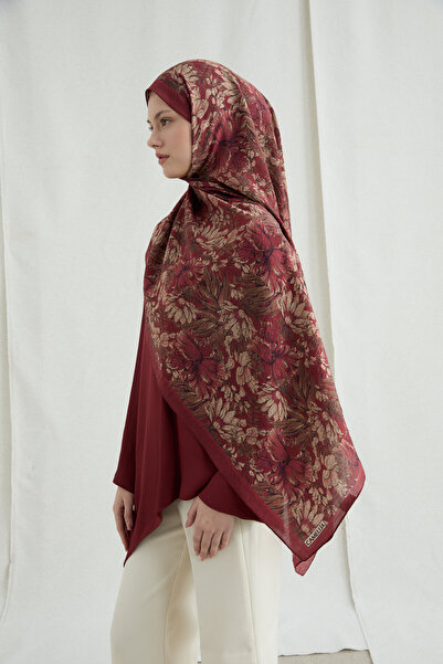 cs camellia scarf Σάλι Mona από βαμβάκι και βισκόζη - Κόκκινο