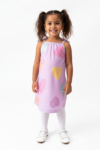 ruhaay Summer Girls' Printed Dress with Straps and Laces