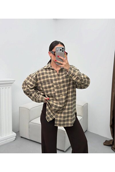 IŞILDA FASHION Ekose Oversize Gömlek