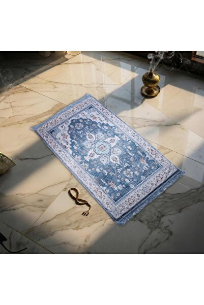 Melen Memory Foam Prayer Mat - Dawn - Blue - Cream