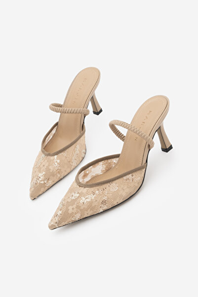 Marjin Women's Stiletto Evening Dress Shoes with Elastic Mesh on the Back, Se...