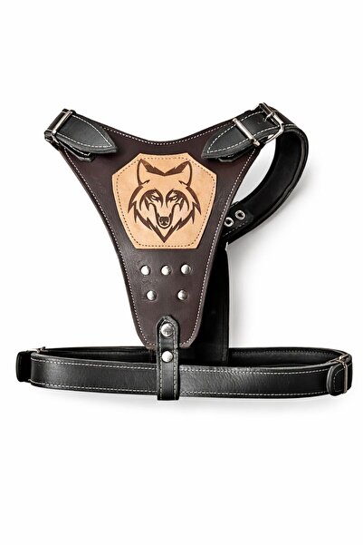 NORDVIA E-COMMERCE طوق جلدي للكلاب - مع شكل ذئب