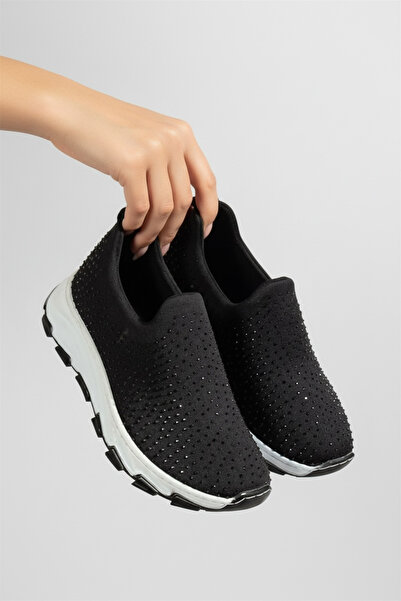 Adım Dünyası Women's Black Laceless Casual Shoes – Perforated, Breathable, Co...