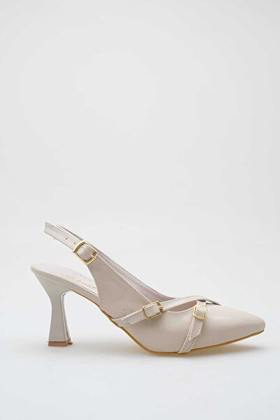 BİR-SEN SHOES لونا بيج 3 مشابك ذات ظهر مفتوح وكعب ستيليتو 7.5 سم