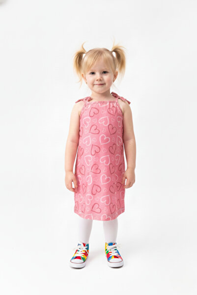 ruhaay Summer Girls' Printed Dress with Straps and Laces