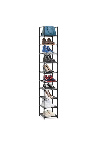 Dotail Voency shoe rack, 10 levels, 174x28x28 cm, metal and fabric, multifunc...