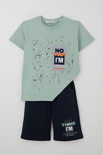 Breeze Boy's Shorts Set with Spray Paint Pattern and Printed Text, Ages 5-10,...