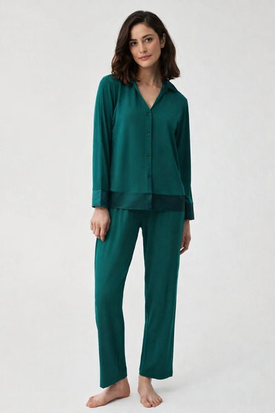 bendengiy Buttoned Soft Textured Pajama Set