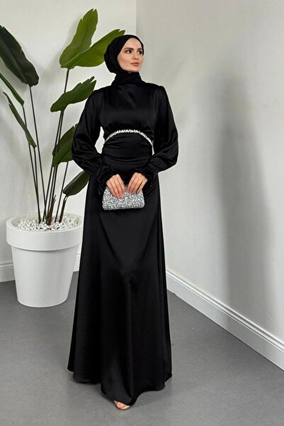 Şulemoda Giyim Rochie de seară cu aplicații de piatră, neagră