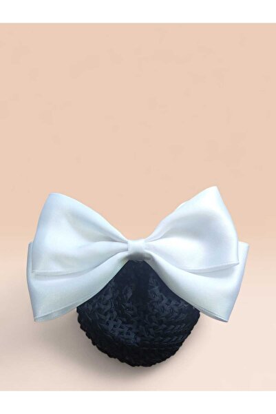 Minval Satin Fabric 8 cm Automatic Clip Mesh Bow Knob Buckle