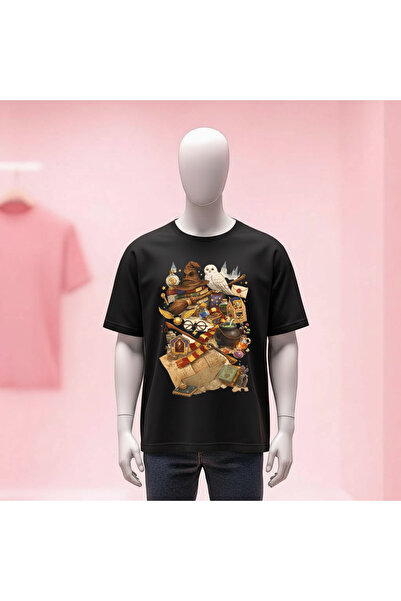 Vordevia Tricou unisex cu imprimeu Harry Potter, cu gât rotund și croială largă