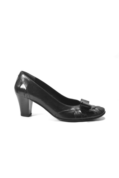 Onlo Ayakkabı 322 Genuine Leather Black Short Heeled Women's Shoes