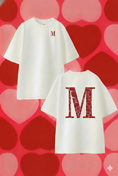 playwear PLAY WEAR RUJLU M HARFİ BASKILI OVERSIZE T-SHIRT