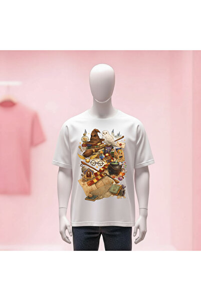 Vordevia تي شيرت هاري بوتر مطبوع برقبة دائرية وقصة واسعة للجنسين