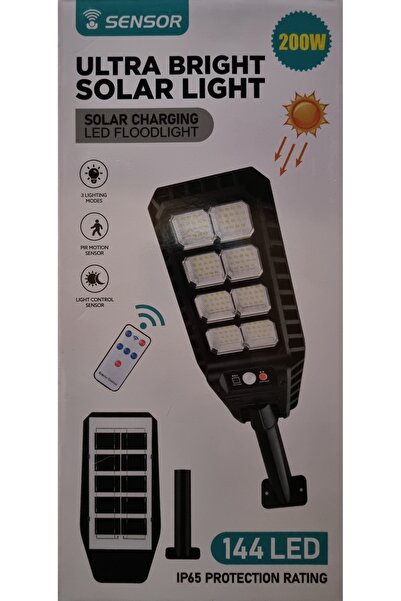 STEFFKON Solar Lamp 200W/144 LED with Remote Control and Motion Sensor