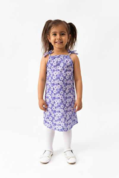 ruhaay Summer Girls' Printed Dress with Straps and Laces
