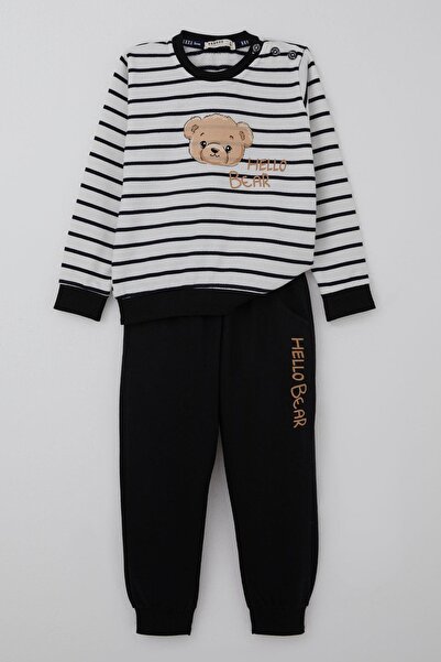 Breeze Baby Boy Tracksuit Set Cute Baby Bear Printed 9 Months-3 Years, White