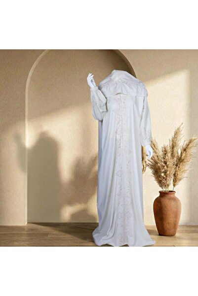 Melen Prayer robe embroidered with zipper - Ghufran - Off-white