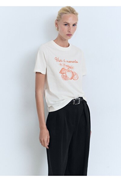 MANGO Woman Kayık desenli pamuklu tişört