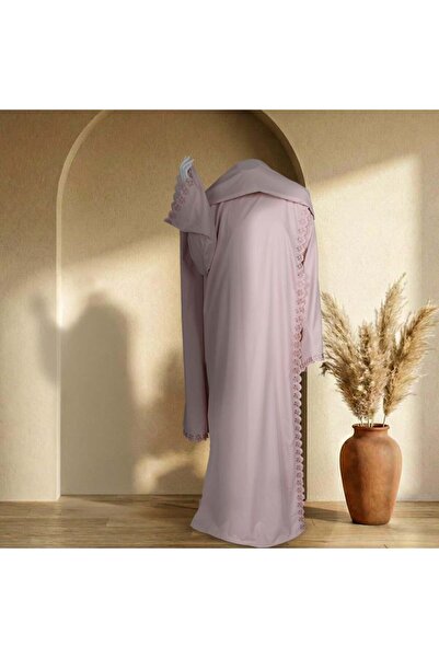 Melen Prayer dress with embroidered placket - Noor - Beige with a hint of pink