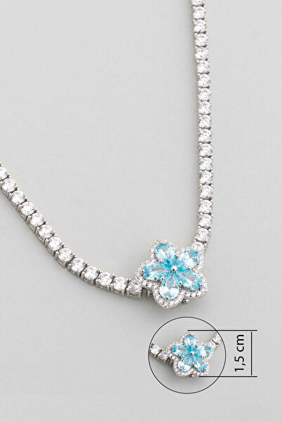 So CHIC... Mavi Rüzgar Çiçeği 18 Ayar Beyaz Altın Kaplama Gümüş Charm