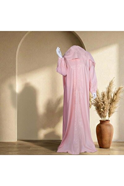 Melen Prayer dress with embroidered zipper - Ghufran - Pink