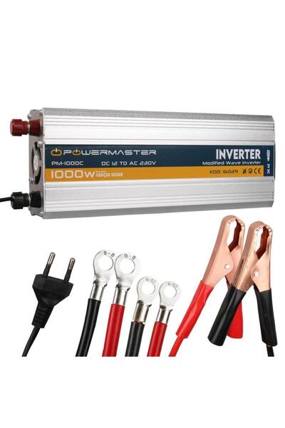 Powermaster PM-1000C 12Volt 1000Watt Akü Şarjlı İnvertör USB Çıkışlı