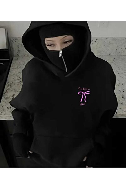 DİVİN سترة بقلنسوة سوداء بتصميم قناع الثلج