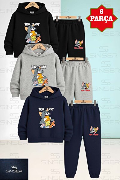 SS SİNSER طقم كابوتشو وبدلة رياضية للأطفال من الجنسين من توم جيري سانديفيتش ي...