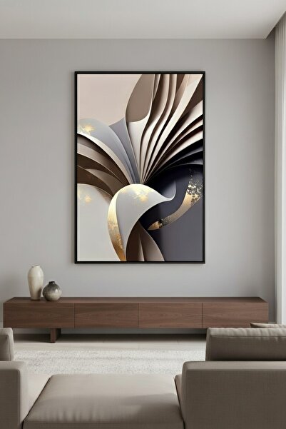 hollywest Kahve & Krem Tonlarında Estetik Dalgalı Duvar Sanatı | Modern Çerçe...