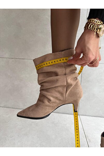 Elvinin Tarzı Moya Mink Suede XL Ankle Cut Short Women's Boots