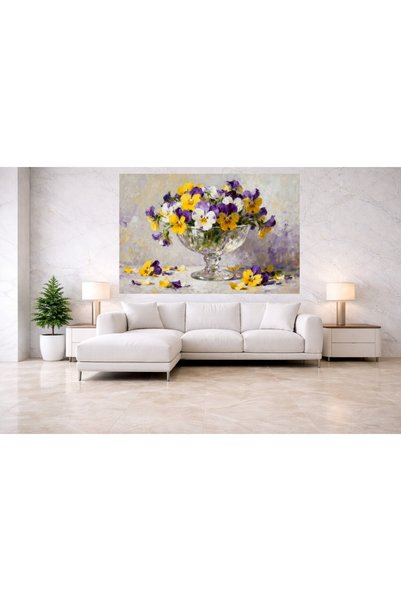 VeliumCraft Tablou Canvas Dansul panselutelor 3, 90 x 60 cm, natura, peisaj, stil pictura, sasiu de lemn