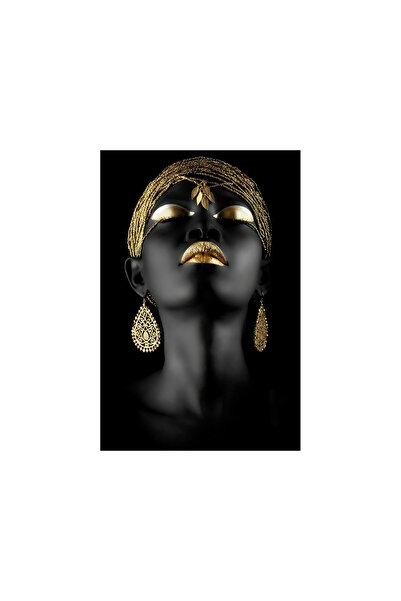 VeliumCraft Tablou Canvas Golden African Queen 2, 80 x 50 cm, sasiu de lemn