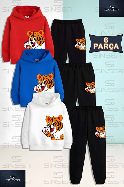 SS SİNSER طقم بدلة رياضية للأطفال من الجنسين بتصميم تايجر سايد كيوت كبير الحج...