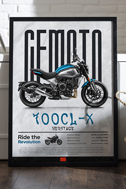 Duvarda CFMOTO 700 CL-X Heritage Μαύρη αφίσα με ξύλινο πλαίσιο, διακοσμητικός...