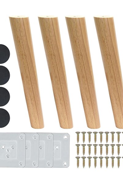 Dotail Set of 4 Luabue furniture legs, solid wood, height 30 cm, slanted desi...