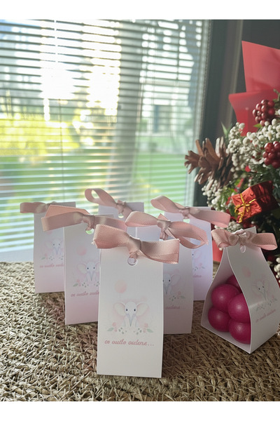 glow-candle by you Koyu Pembe Kişiye Özel El Yapımı ve Fiyonklu Bubble Mum- h...