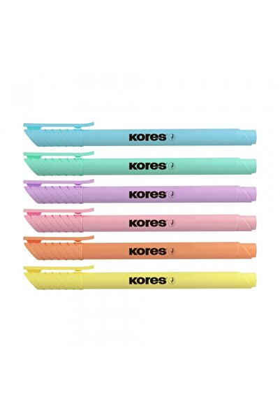 kores Комплект от 6 текстобележителя, тънки пастелни пластмасови кутии