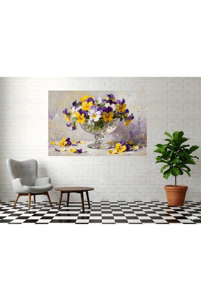 VeliumCraft Tablou Canvas Dansul panselutelor 3, 90 x 60 cm, natura, peisaj, stil pictura, sasiu de lemn