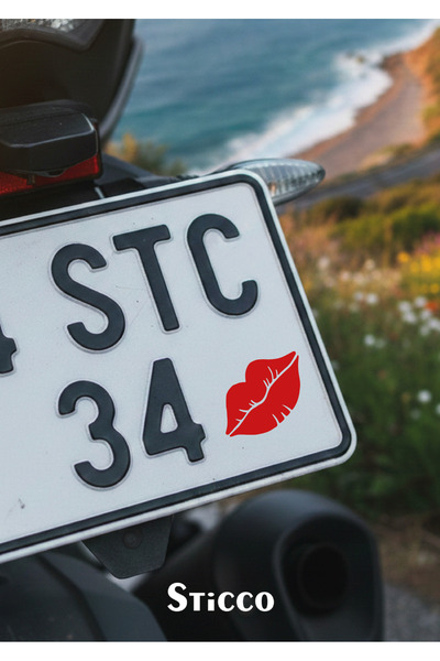 Sticco Plaka Öpücük Araba - Motosiklet Cam Etiket Sticker 4,5x2,5cm