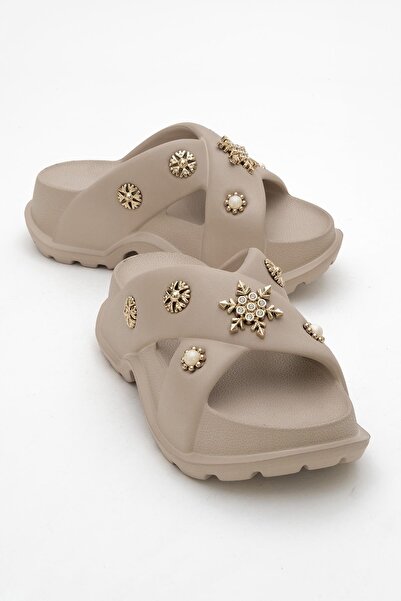 CCWAY AYAKKABI Дамски пантофи с кръстосани ремъци CAPICINO