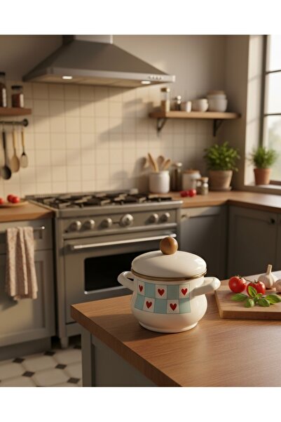 EmayeBurada Enamel Mini Pot Egg Cooking Food and Sauce Pot 12cm 900ml