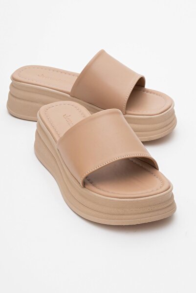 CCWAY AYAKKABI Дамски пантофи с широка лента NUDE