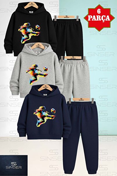 SS SİNSER Children's Unisex Football Player Colorful Shot 3-Piece Hooded Trac...