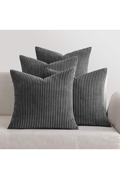 Dotail Set de 4 fețe de pernă MIULEE, 45 x 45 cm, catifea reiată, huse pătrat...