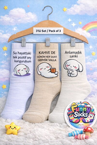 Funnysocksonline Komik & Eğlenceli Desenli Çorap Seti – 3’lü Paket