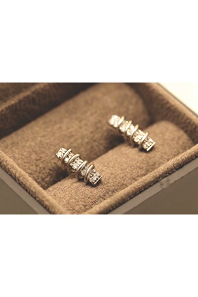 atellier47 Minimalist style earrings made of 925 silver with a stem, decorate...