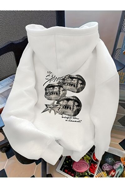 Deocept Mix Printed Oversized Unisex Women/Men K Hooded Sweatshirt