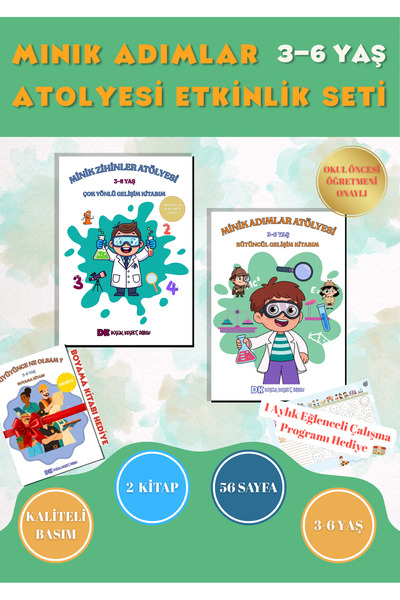 Anonim Yayıncılık 3–6 Yaş Minik Adımlar Atolyesi Eğitim Seti 2 Kitap + Boyama...